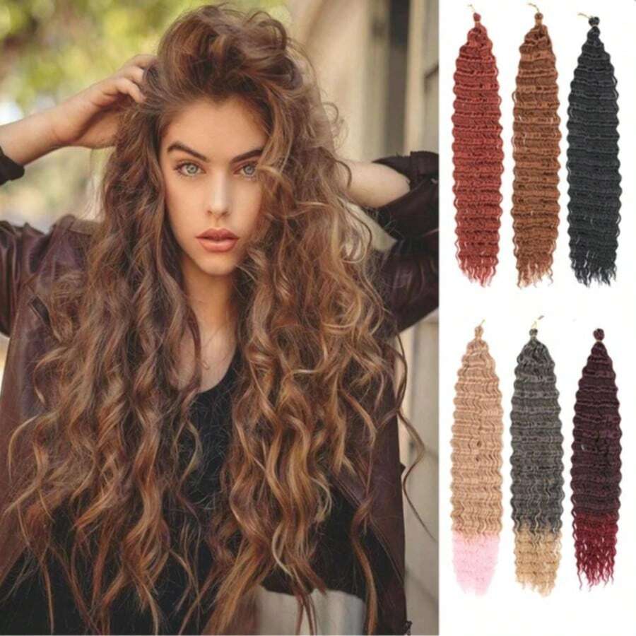 1 件 20"/22"/30" 自然长波浪卷合成假发，有巧克力棕色/黑色/金色/酒红色可选，适合女性日常、节日、派对、音乐节、狂欢节、新年等场合，可作为礼物。 - 彩色 - 查看 1