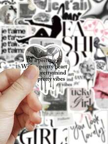 50/100pcs Silver Lucky Girl Stickers, Waterproof Cartoon Gift Decorative Stickers, Suitable For Scrapbooks, Notebooks, Laptops, Suitcases, Guitars, Water Bottles, Phone Cases, DIY School Supplies - A - View 2