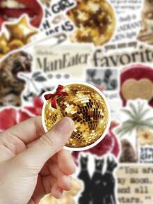 50pcs Golden Lucky Girl Y2K Stickers,Waterproof Cartoon Gift Decorative Stickers For Skateboard Guitar Luggage Laptop Phone Case Decor DIY Graffiti Stickers - A - View 3