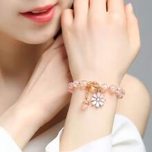6-Piece Bohemian Lily Glass Bead Bracelet - Flower And Crystal Design, Suitable For Everyday And Party Occasions, All-Season Accessory, Daily Bracelet | Flower Bracelet | Glossy Surface - 6-piece Set - View 5