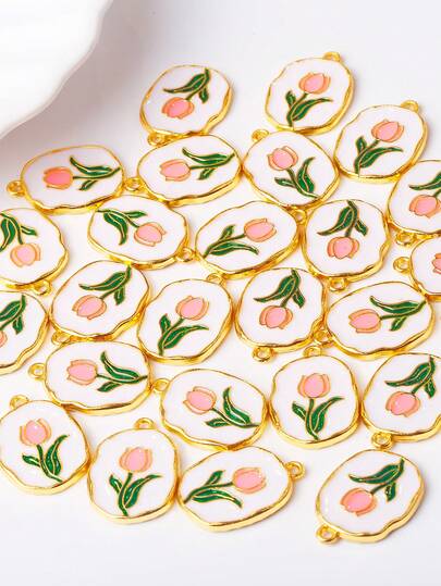 10pcs/Pack Colorful Tulip Pendant Charms, Mother's Day Gift