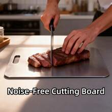 1pc Premium Thick Stainless Steel Cutting Board, Non-Stick, Anti-Slip, Easy To Clean, For Chopping, Slicing And Preparing Various Foods, Essential For Food Preparation, Suitable For Restaurant, Kitchen, Camping - Brushed Silver Metal - View 4