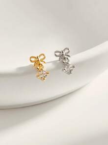 1pc Fashionable Elegant Butterfly Diamond Stud Earrings, Suitable For Women's Daily Wear - Butterfly - View 1