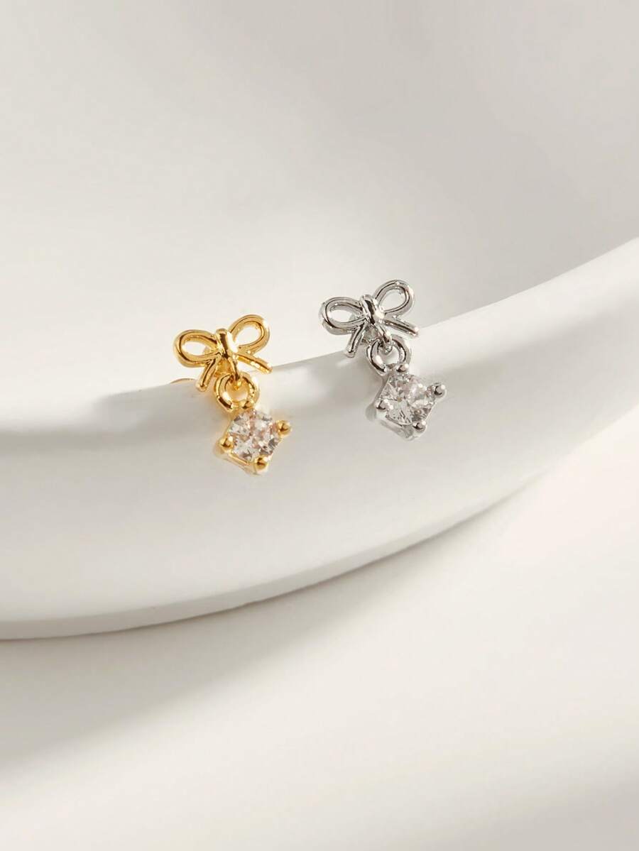 1pc Fashionable Elegant Butterfly Diamond Stud Earrings, Suitable For Women's Daily Wear - Butterfly - View 1