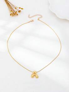 1 chiếc dây chuyền mặt chữ tối giản thời trang, dây chuyền sang trọng thanh lịch phù hợp để đeo hàng ngày. - Vàng - Xem 4