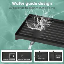 HanTai 2-Tier Dish Drying Rack, Space-Saving Carbon Steel Kitchen Drainer With Drainboard & Cup Holder, Multifunctional Organizer For Countertop - Stylish Black Design - View 6