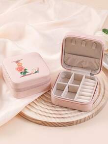 Hộp đựng trang sức khắc hoa, hộp trang sức du lịch chữ cái A-Z, quà tặng cho phù dâu, quà cưới, hộp đựng nhẫn khắc tên, hộp quà tặng cho nữ, hộp trang sức bằng da PU (thích hợp đựng nhẫn, mặt dây chuyền, bông tai, dây chuyền, v.v.) - Hộp quà tặng cho phụ nữ và bé gái - Bảng chữ cái hoa 2 - Xem 18