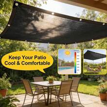 95% Shade Rate Sun Shade Net, UV Blocking Shade Cloth With Ropes, Suitable For Greenhouse, Balcony, Garden, Floral Plants, Outdoor Canopy, Privacy Screen, Patio, Gazebo, Porch, Backyard, Lawn, Garden Activities - Black - View 2