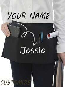 1pc Customized Polyester Apron Unisex With 3 Pockets, Short Waist-Length Chef Uniform For Hotel Restaurant Server, Kitchen Cooking And Baking, Chef Apron, Personalized Men's Cooking Apron - Multicolor - View 8