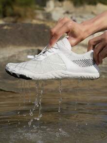 Zapatos de agua de verano para mujer, zapatos de agua transpirables y de secado rápido, calcetines de agua ligeros y antideslizantes adecuados para playa, surf, natación, pesca, vacaciones, fiestas, campamento y deportes acuáticos - Blanco Negro - Ver 3