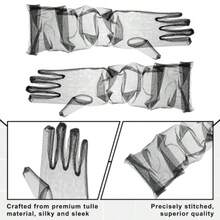 Mes Ves  Women 27.5'' Black Seer Ves Mes Tulle Opera Ce Costume Party Wedding Elbow Lengt Ve  Wedding Idal - 如圖 - 查看 5