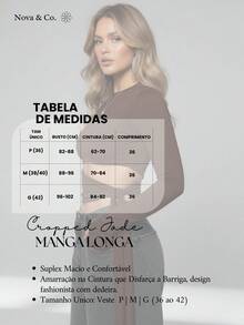 Women's Cropped Top In Spandex Fabric, Long Sleeves, Tie Waist, Draped Detail, Tummy Control, Fitted, Elegant, Brown - 咖啡棕色 - 查看 5