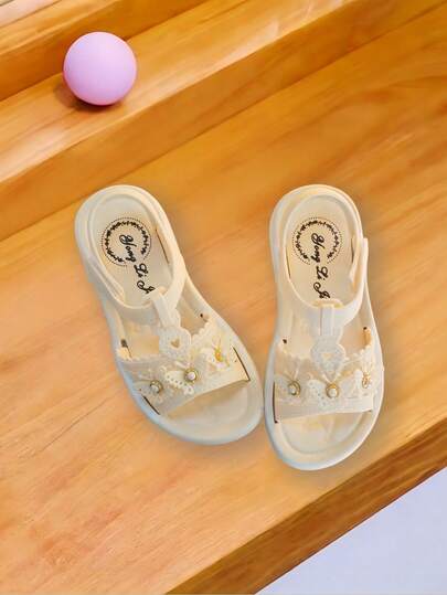 Cute Rhinestone Bow Open Toe Girls Sandals, Breathable Beach Holiday Shoes