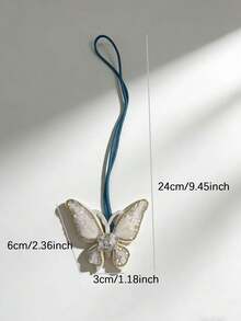 1pc Handmade Beaded Butterfly Bag Charm, Elegant Minimalist Accessory - White - View 4