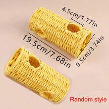 1个仓鼠隧道玩具，手工编织稻草管，适用于鹦鹉、仓鼠、豚鼠、小型宠物，互动式躲藏训练配件 - 彩色 - 查看 12