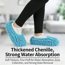 1 双雪尼尔拖鞋 - 可重复使用、可水洗的超细纤维鞋套，易于清洁且无尘 - 雪尼爾多功能 - 查看 2