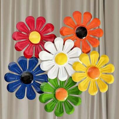 2D Flat 6pcs Vibrant Acrylic Sunflower Wall Art Set - Ideal For Home And Garden Decor - Perfect For Living Room, Bedroom, Dining Room, Outdoor Patio And Fence, No Electricity Required