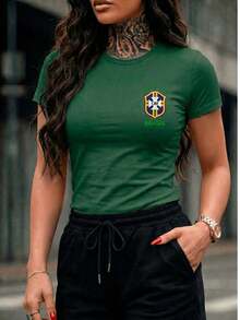 Brazil 2026 Fan T-Shirt, Men's Premium Cotton Streetwear, Hexa Cup - 綠色 - 查看 4