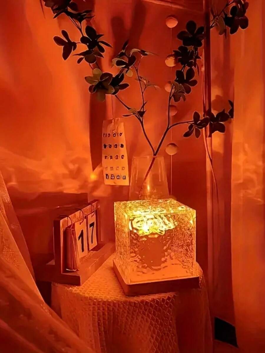 1pc Multi-Color LED Atmosphere Light, USB Powered, Multi-Function Water Wave Projection Lamp With Remote Control, Colorful LED Projection Creates Dreamy Atmosphere, Suitable For Living Room, Bedroom, Game Room, Party - 多色光 - 查看 1
