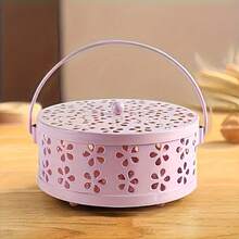 1 pieza de un soporte metálico portátil de estilo vintage con asa, diseñado con recortes florales decorativos. Este estante sin batería es adecuado tanto para uso en interiores como en exteriores, y sirve como bandeja para la decoración del hogar - Multicolor - Ver 11