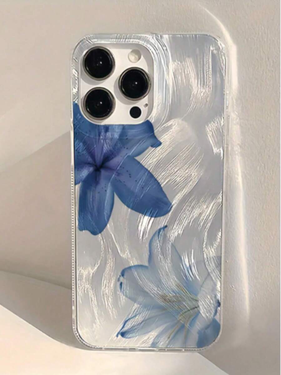 1 pieza Funda de teléfono a prueba de golpes con cobertura total de TPU con diseño de plumas y flores de lirio, compatible con Apple 16, 15, 14, 13, 12, 11 Pro Max y Series - Multicolor - Ver 1