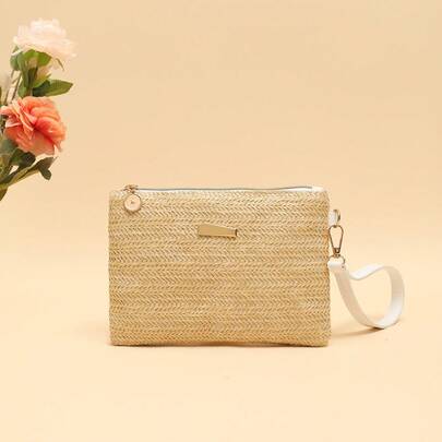 Women's Straw Clutch Bag, Handbag, Envelope Small Purse, Woven Casual Tote Bag, Ladies Clutch Purse For Daily, Beach