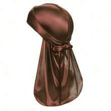 Men's Silk Durag, With Elastic Band - Solid Color Fashion Headwrap, Suitable For Casual, Comfortable, Sports And Outdoor Activities. Breathable And Soft, Unisex, Pirate Style Durag, Pirate Hat, Pirate Costume. - trắng - Xem 5