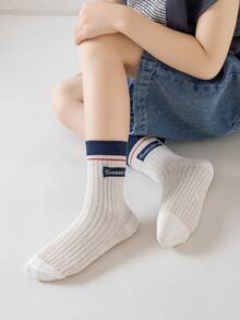 5双儿童春夏新款透气网眼马标中筒袜，百搭男童袜 - 彩色 - 查看 8