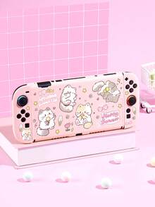 适用于 Switch 2 (2025)/Switch NS/Switch OLED 的可爱卡通猫图案兼容配件套装，包含游戏机保护壳/底座保护套/收纳袋，TPU 软壳材质，时尚实用，便携式支架，防震、防刮、防污，时尚浪漫礼物 - 查看 19