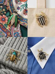 Luxury Enamel & Rhinestone Beetle Brooch - Unisex Casual Party Jewelry Accessory / Friend Gift Decorative Pin - Beetle - View 4
