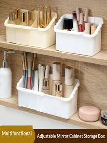 Kotak Penyimpanan Makeup yang Dapat Diatur, Organizer Perawatan Kulit & Kosmetik, Baki Kompartemen Meja - A - View 3
