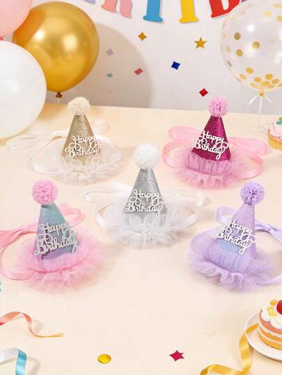 1pc Ombre Glitter Birthday Hat Headband With "Happy Birthday" Print, Princess Hat Suitable For Holiday Celebration Birthday Party Accessories, Premium Hat For Birthday Party Photography Props, Teenage Hair Accessories, Birthday Girl Supplies