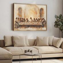 1pc Framed/Unframed The Last Supper Vintage Christian Canvas Poster Jesus And Twelve Disciples Abstract Wall Art Print Religious Retro Painting For Apartment,Living Room,Bedroom,Modern Home Decoration - Poster - View 3