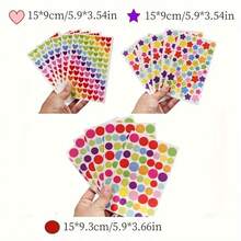 18 Sheets, 1512pcs Colorful Heart, Star And Dot Stickers - Paper Adhesive Seals For Scrapbooking And Crafts, Single Use, Glossy Scrapbook Supplies - Multiple Styles - View 4