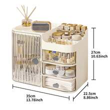 Senmeo 3 Drawer Tall Bathroom Vanity Organizer, Large Capacity Makeup & Personal Care Storage Stand With Built-In Mirror - White - View 12