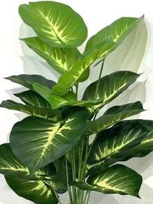 OBOVAY 1件熱銷大尺寸人造金錢樹葉片，12/18/24片大葉 (植株高度58-85cm)，熱帶雨林風寬葉人造綠植，全天候室內/室外人造植物，北歐風人造盆栽，適用於居家、花園、飯店、庭院、陽台裝飾，婚禮派對攝影背景，波希米亞景觀，手工DIY人造葉片，現代家居裝飾 - 彩色 - 查看 4