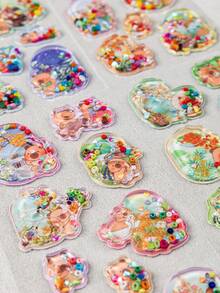 [2026 New Release] 3D Shaker Water-Filled Sticker - 1 Sheet - Cute Sweets & Fruit Series - Ice Cream, Fruit, And Dessert Motifs - Puffy 3D Design - Water-Filled For A Sparkling, Shaking Effect! High-Quality Resin Waterproof And Reusable Self-Adhesive Sticker - Perfect For Smartphone Cases/Laptops - Multiple Colors Available [Style/Packaging Random] - View 2