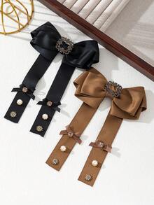 1pc Elegant Floral Bow Design Handmade Fabric Brooch With Shiny Metal Accessories, Women's Brooch/Corsage, Jewelry Gift, Suitable For Daily Wear, Bag Decoration, Lapel Pin - classic - View 9
