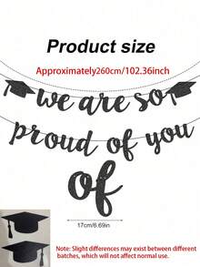 Trang trí lễ tốt nghiệp năm 2026, vòng hoa băng rôn lấp lánh màu đen "Chúng tôi tự hào về bạn", dùng để trang trí tiệc tốt nghiệp tại trường, nhà, xe hơi. - Nhiều màu - Xem 10