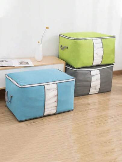 3pcs/2pcs/1pc Foldable Cotton Quilt Storage Bag, Non-Woven Multipurpose Packing Bag With Handles, Super Large Capacity Dust-Proof Storage Box, Moving & Organizing Bag For Clothes, Bedding