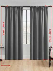 1pc Solid Color Polyester Curtains, Modern And Simple, Darkening And Light Blocking, For Bedroom, Living Room And Balcony, Sunscreen, Heat Insulation, Uv Protection, Suitable For Rod - Dark Grey - View 27
