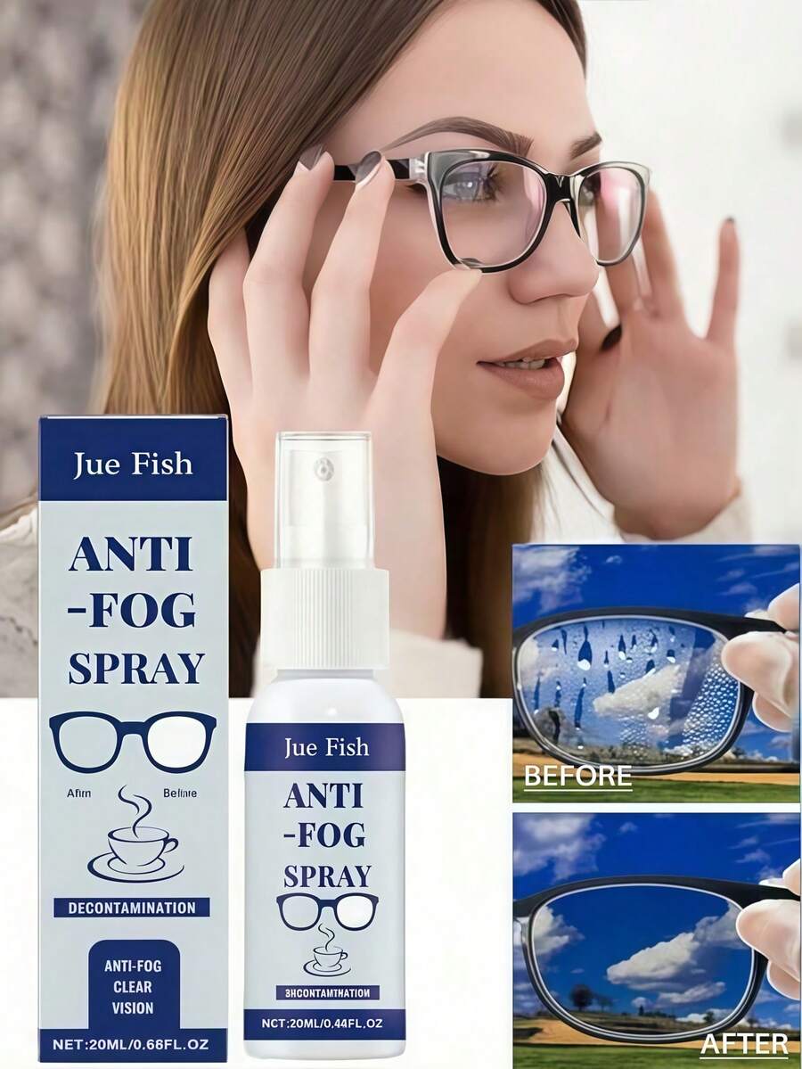 Anti-Fog Spray For Glasses, Glasses Anti-Fog Cleaning Solution For Clear Vision, Water-Resistant, Portable Defogging Agent