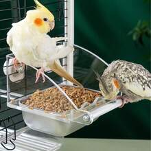 1pc Stainless Steel Random Color & Style Bird Feeder Container, Large Capacity Parrot Bird Feeding Dish & Tray Multifunctional Bird Supplies - Multicolor - View 1