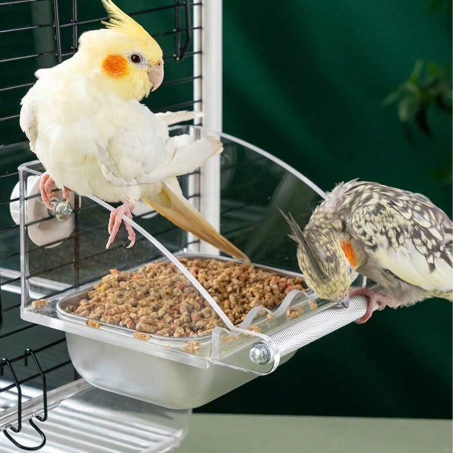 1pc Stainless Steel Random Color & Style Bird Feeder Container, Large Capacity Parrot Bird Feeding Dish & Tray Multifunctional Bird Supplies - Multicolor - View 1