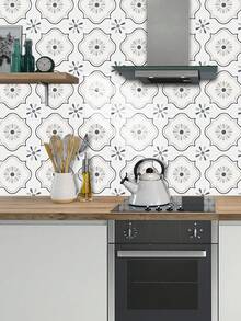 10pcs European Style Minimalist Soft, Heat-Resistant Geometric Outline & Retro Clover Floral Pattern Self-Adhesive Wall Decor Tiles, Suitable For Homestay Decor, Small Space Wall Beautification, Home Decoration - French Milky White - View 7