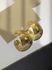 1 Pair C-Shaped Earrings, Minimalist Personalized Earrings, Niche Elegant Exaggerated Earrings, Suitable For Daily Wear - Gold - View 6