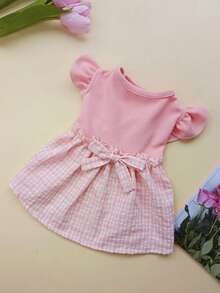 1 Set Velvet Bow Tie Dog Collar & Leash Harness Set - Pink - View 5