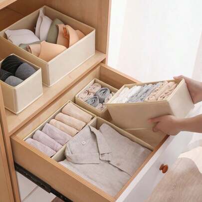 1/3/12 Pcs Simple Foldable Fabric Storage Box Wardrobe Drawer Divider Organizer Basket, Suitable For Underwear Bras Bedroom Storage, Home Storage, White T-Shirt Women's Clothing, Black Pants Women's Clothing, Women's Winter Clothing, Dresses, Women's Winter Clothing, Elegant Women's Clothing, White Shirt Women's Clothing, Long Sleeves, White Jumpsuit Women's Clothing, Spring Dresses Women's Clothing, Spring Women's Clothing, Spring, Spring Clothing, Simple Style, Summer Tops
