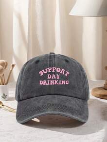 1顶男女通用经典水洗“Support Day”印花棒球帽，可调节设计，轻便舒适，适合徒步、登山、旅行、防晒和户外运动。四季皆宜的中性休闲街头风棒球帽。 - 多色 - 查看 5