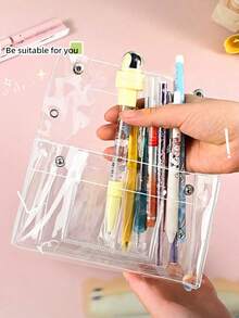 Estuche de lápices transparente de PVC con gran capacidad, bolsa de papelería portátil impermeable para estudiantes - transparente - Ver 5